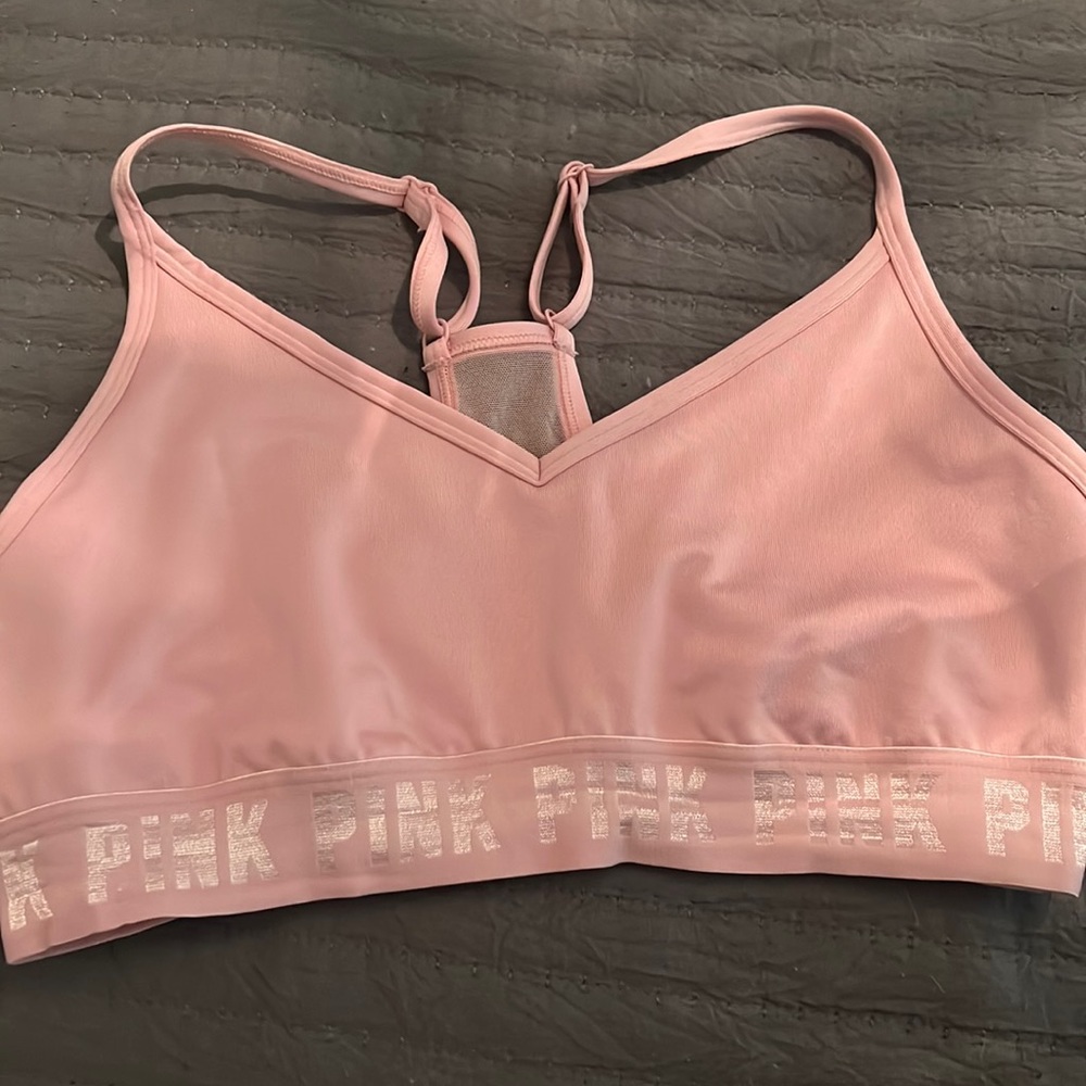 Pink sports bra
